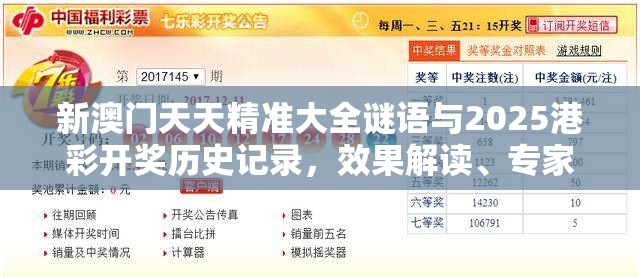 新澳門天天精準大全謎語與2025港彩開獎歷史記錄，效果解讀、專家解析解釋與落實