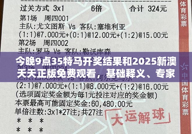 今晚9點35特馬開獎結果和2025新澳天天正版免費觀看，基礎釋義、專家解析解釋與落實?杜絕虛假誘導詞