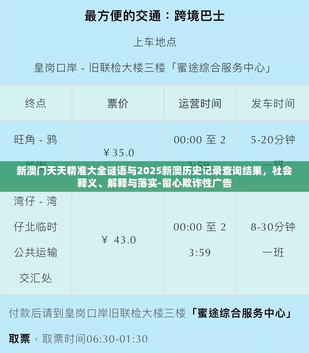 新澳門天天精準大全謎語與2025新澳歷史記錄查詢結果，社會釋義、解釋與落實-留心欺詐性廣告